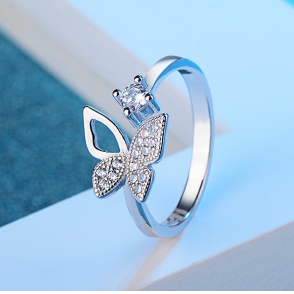 925 Sterling Silver Butterfly Adjustable Ring